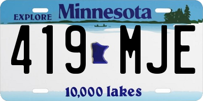 MN license plate 419MJE