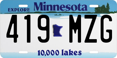 MN license plate 419MZG