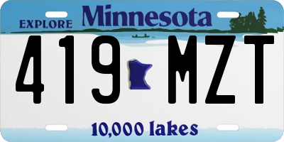 MN license plate 419MZT