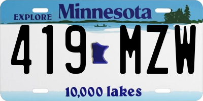 MN license plate 419MZW