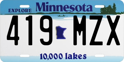 MN license plate 419MZX