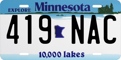 MN license plate 419NAC