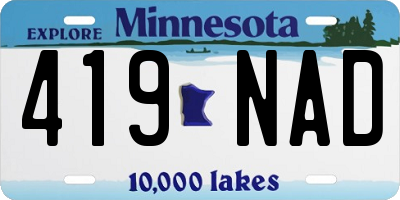 MN license plate 419NAD