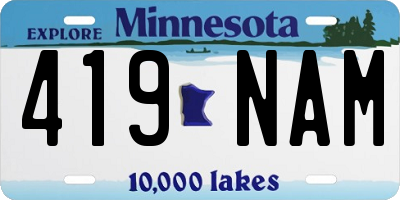 MN license plate 419NAM