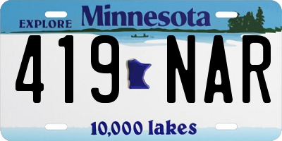 MN license plate 419NAR