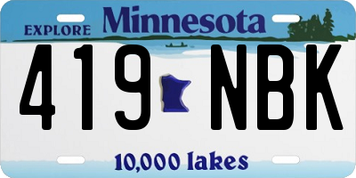 MN license plate 419NBK