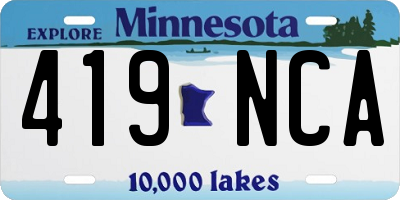 MN license plate 419NCA