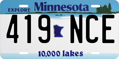 MN license plate 419NCE