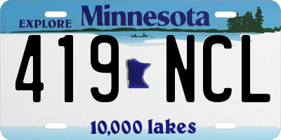MN license plate 419NCL
