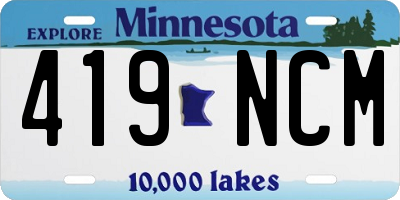 MN license plate 419NCM