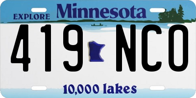 MN license plate 419NCO