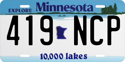 MN license plate 419NCP