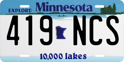 MN license plate 419NCS