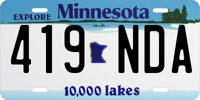 MN license plate 419NDA