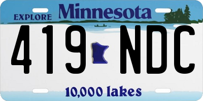 MN license plate 419NDC