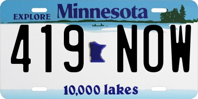 MN license plate 419NOW