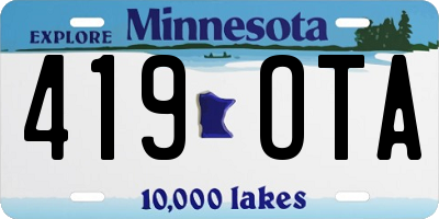 MN license plate 419OTA