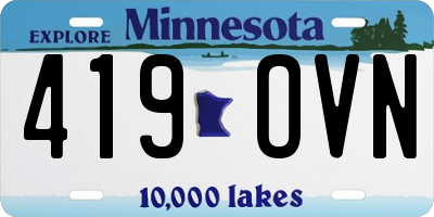 MN license plate 419OVN