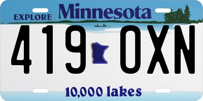 MN license plate 419OXN