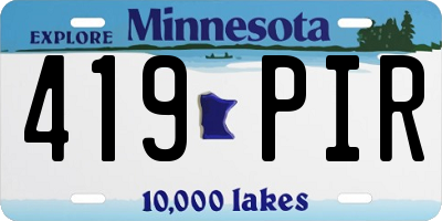 MN license plate 419PIR