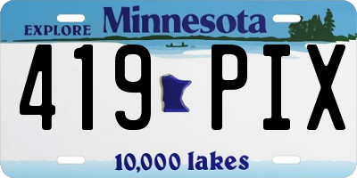 MN license plate 419PIX