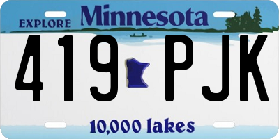 MN license plate 419PJK