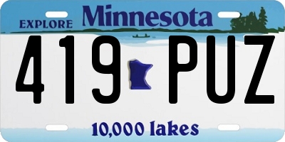 MN license plate 419PUZ