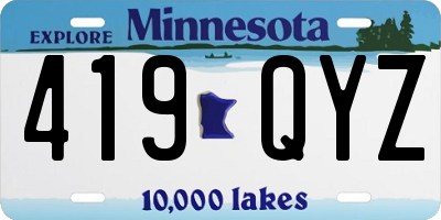 MN license plate 419QYZ