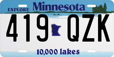 MN license plate 419QZK