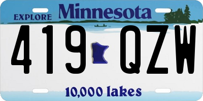 MN license plate 419QZW