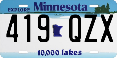 MN license plate 419QZX