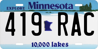 MN license plate 419RAC