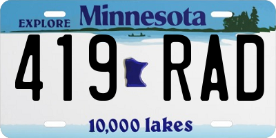 MN license plate 419RAD