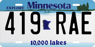 MN license plate 419RAE