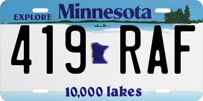 MN license plate 419RAF