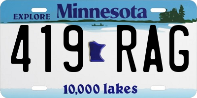 MN license plate 419RAG