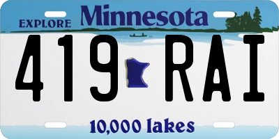 MN license plate 419RAI