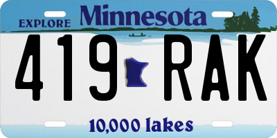 MN license plate 419RAK