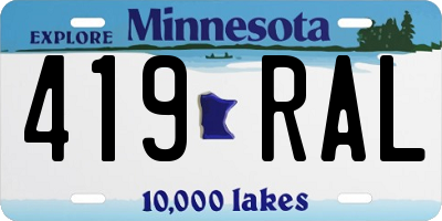 MN license plate 419RAL