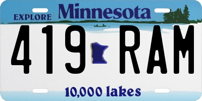 MN license plate 419RAM