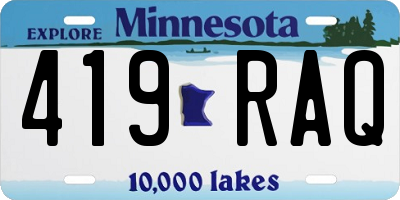MN license plate 419RAQ
