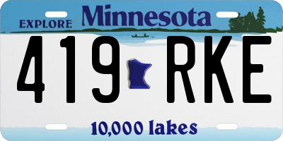MN license plate 419RKE