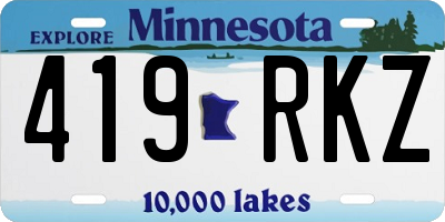 MN license plate 419RKZ