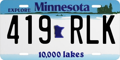 MN license plate 419RLK