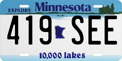 MN license plate 419SEE