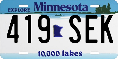 MN license plate 419SEK