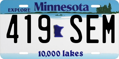 MN license plate 419SEM