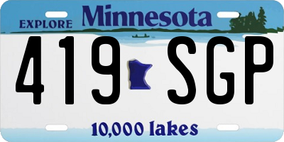 MN license plate 419SGP