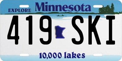 MN license plate 419SKI