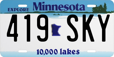 MN license plate 419SKY